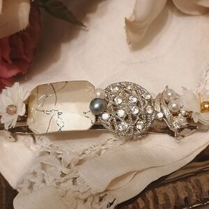 Elegant Gold and Silver Hair Clip Embellished Pearls And Rhinestones